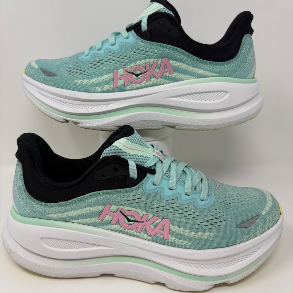 Hoka Bondi 9 Women's Size 7.5 Blue Pink White Athletic Running Shoes Sneakers - Picture 2 of 8